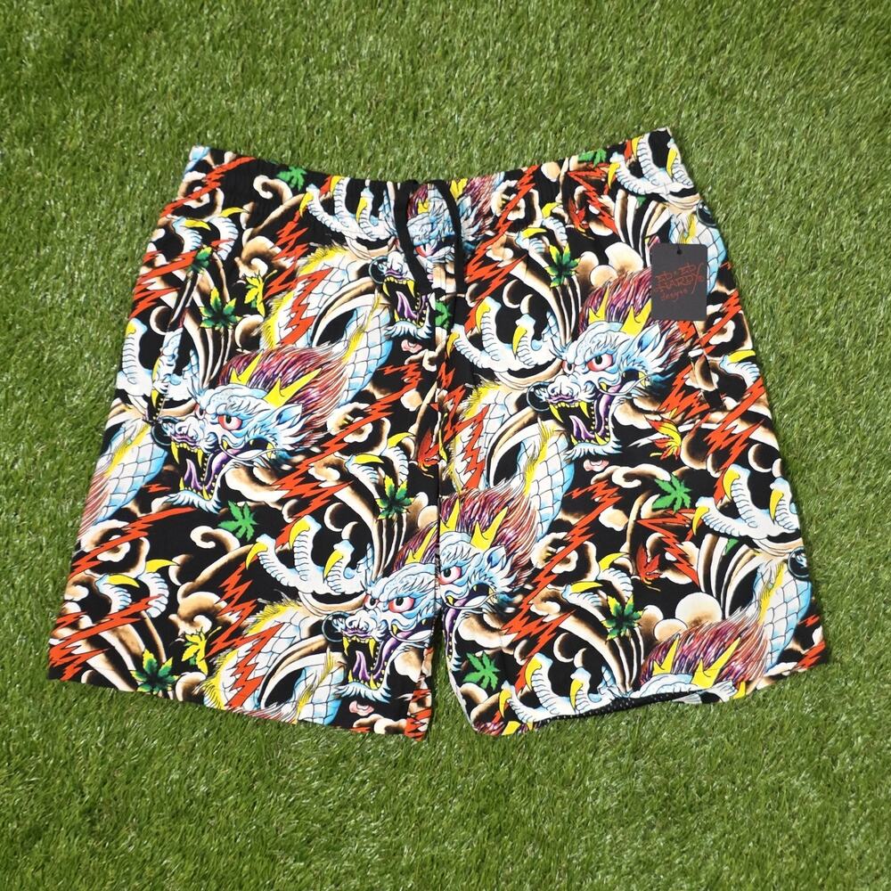Ed by Ed Hardy Dragon Tattoo Mesh Shorts Men’s Size Large New